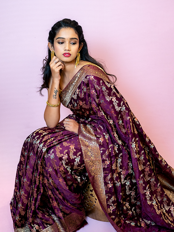 Pure Mashru Crepe Silk ? Wine Royale - Image 5