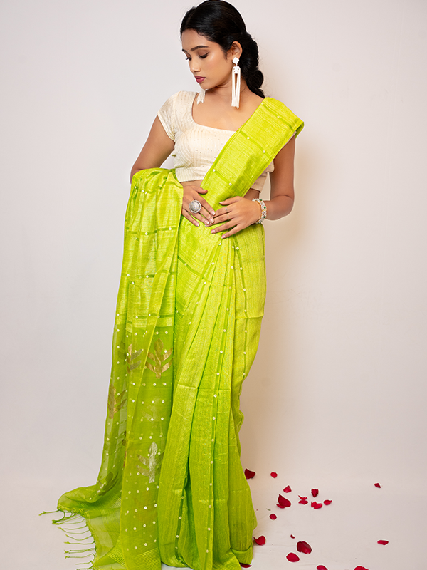 Matka Allover Shell Jamdani Saree - Image 2