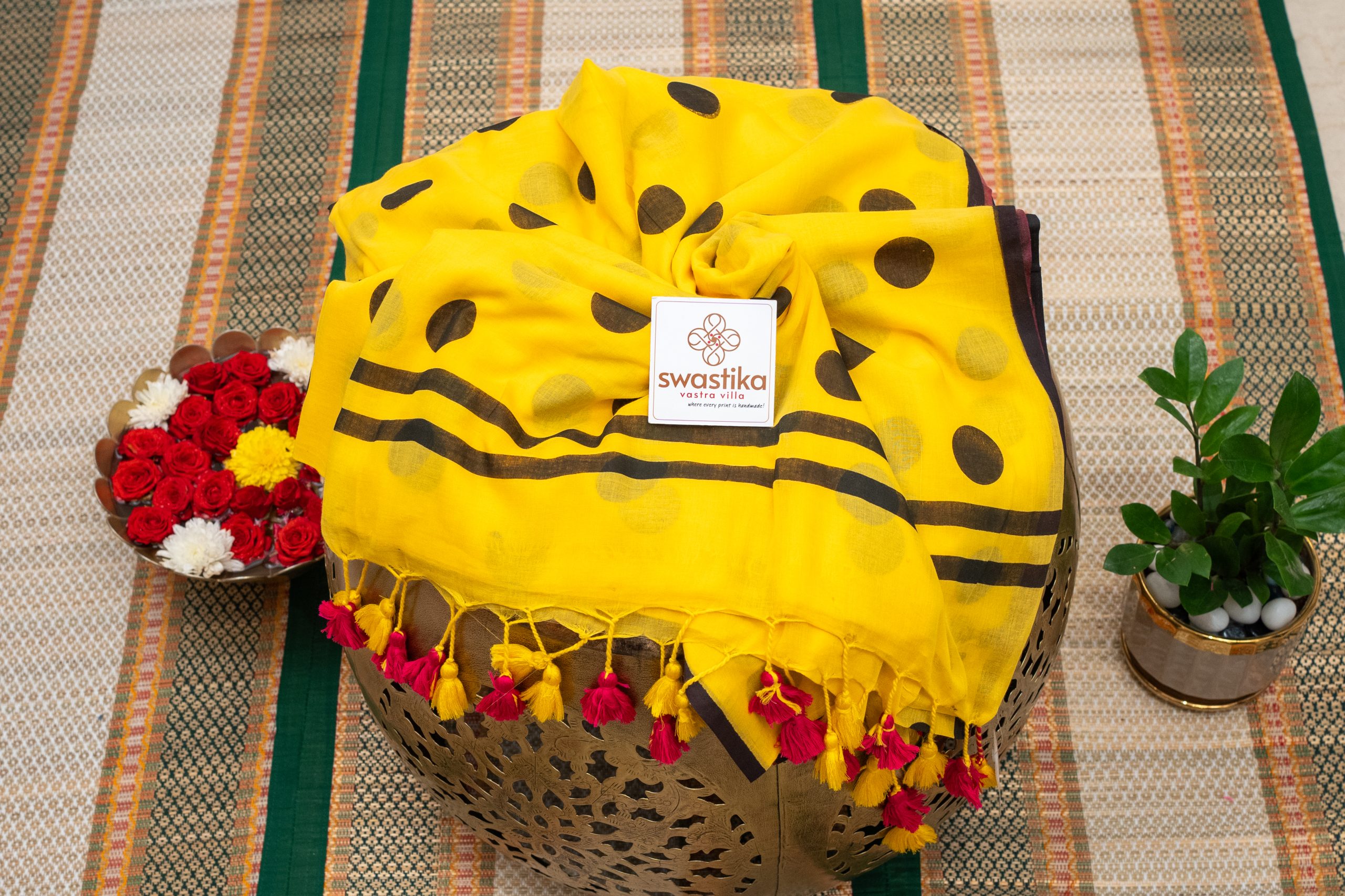 Polka Dots Mulcotton No Blouse Saree - Image 8